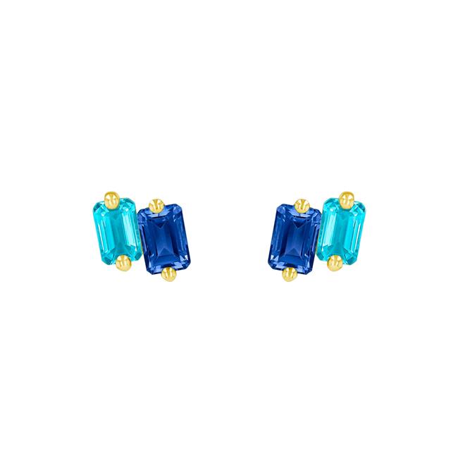 Suzanne Kalan Ann 14k Yellow Gold Blue Topaz Earrings