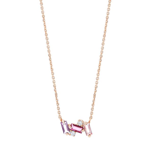 Suzanne Kalan Amalfi 14k Rose Gold Mini Burst Dark Pink Mix Pendant