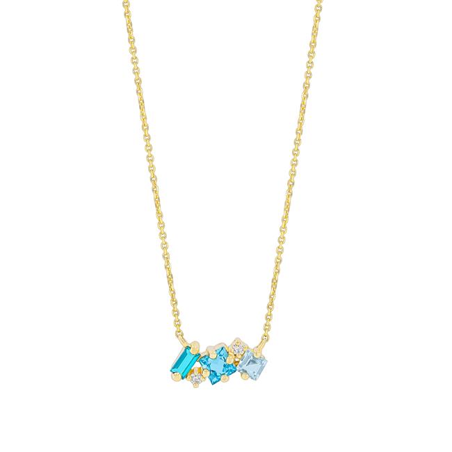 Suzanne Kalan Nadima 14k Yellow Gold Light Blue Ombre Mini Bar Pendant