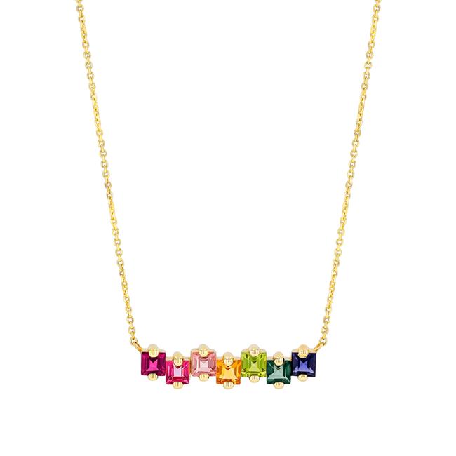 Suzanne Kalan Cierra 14k Yellow Gold Rainbow Bar Pendant