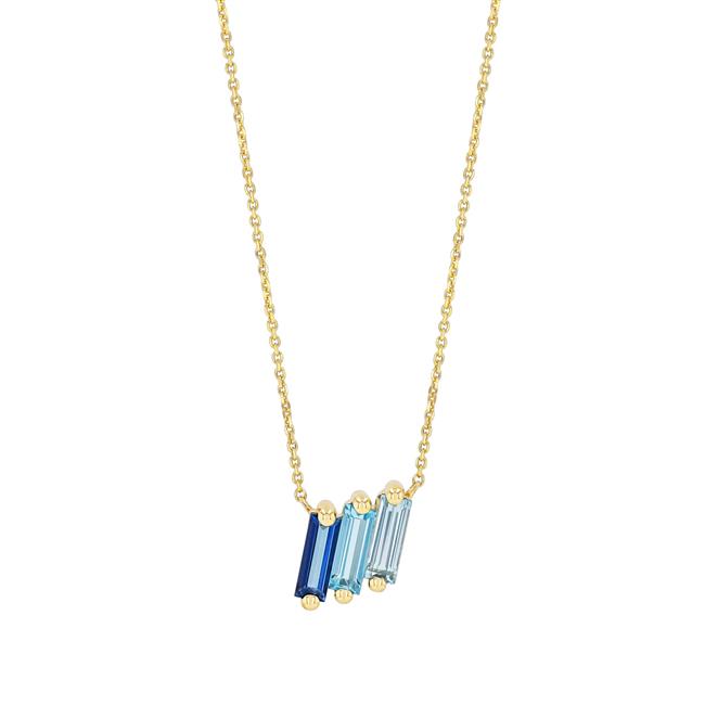 Suzanne Kalan Amalfi Midi 14k Yellow Gold Dark Blue Ombre Pendant