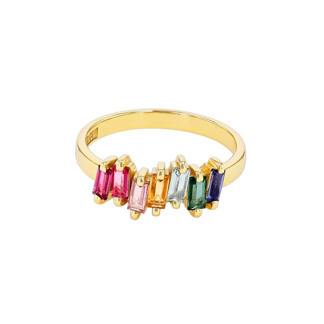 Suzanne Kalan Amalfi Burst 14k Yellow Gold Rainbow Half Band