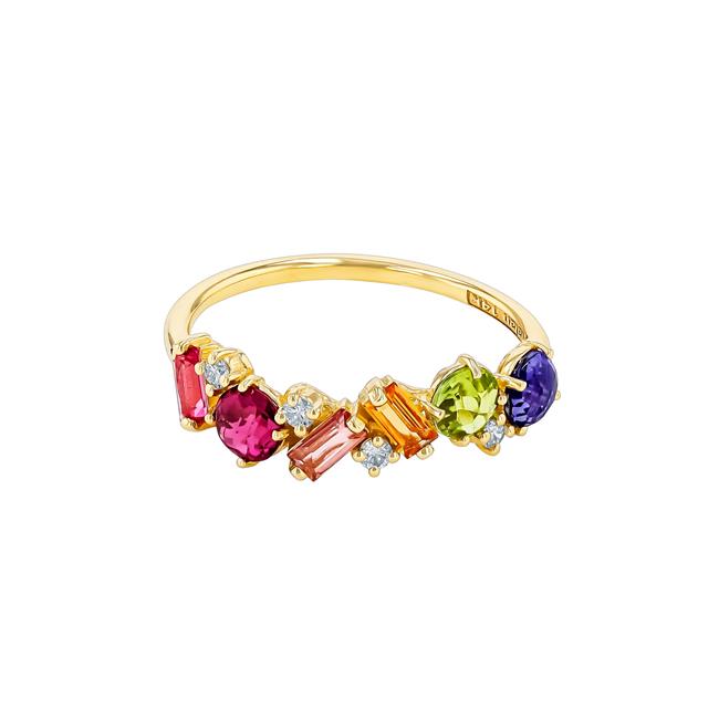 Suzanne Kalan Amalfi Blend 14k Yellow Gold Rainbow Half Band