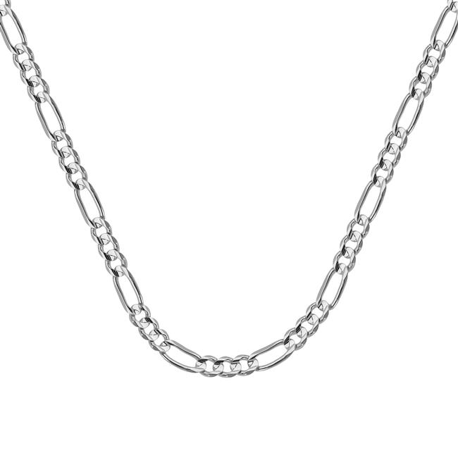 London Collection 14k White Gold Concave Figaro Chain