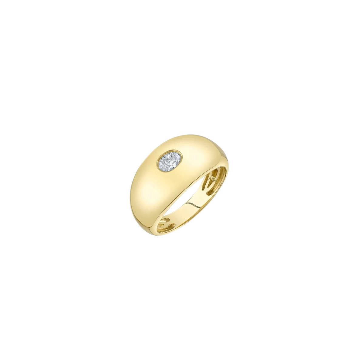 London Collection 14k Yellow Gold Bezel Set Diamond Dome Ring