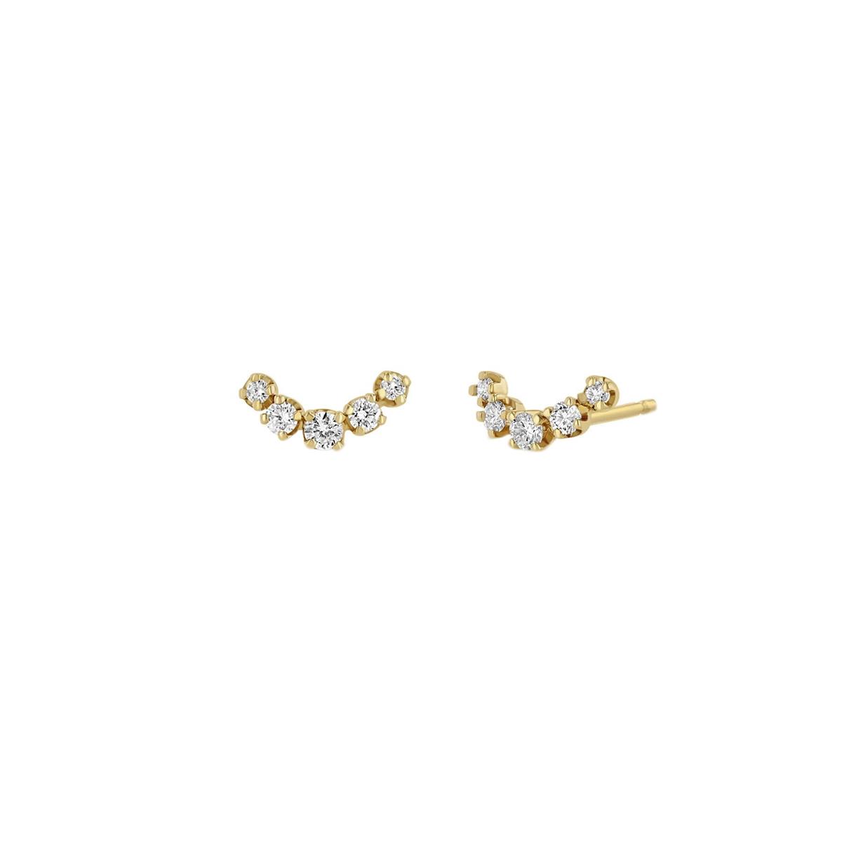 Zoe Chicco 14k Yellow Gold Diamond Curved Bar Stud Earrings