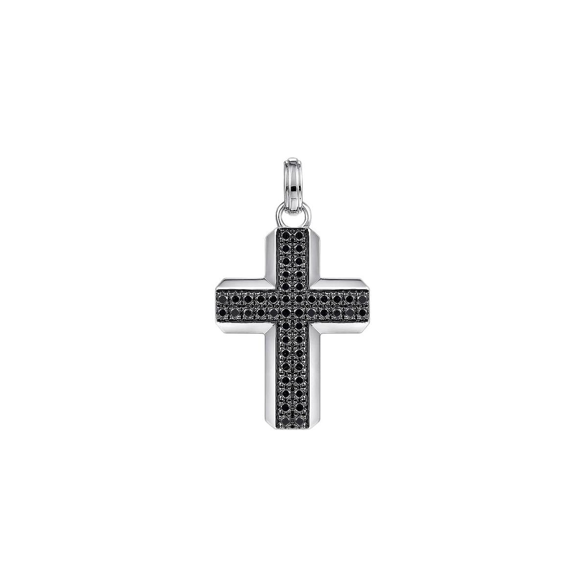 Gabriel & Co Sterling Silver & Black Spinel Cross Pendant