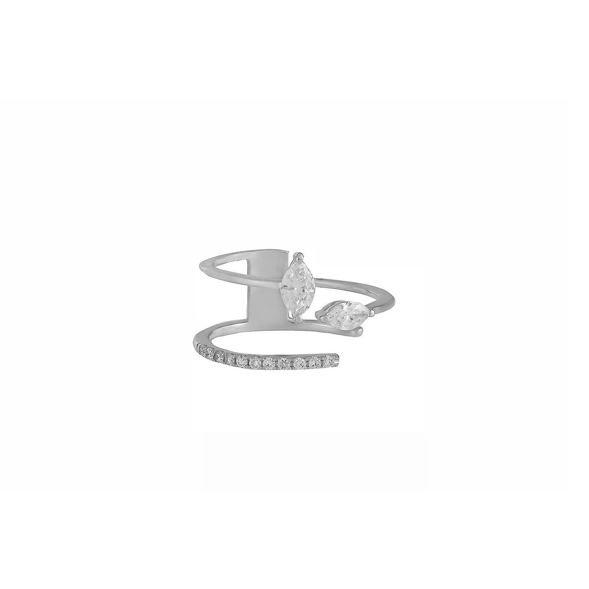 TWO by London 18k White Gold Marquise Diamond Wrap Ring