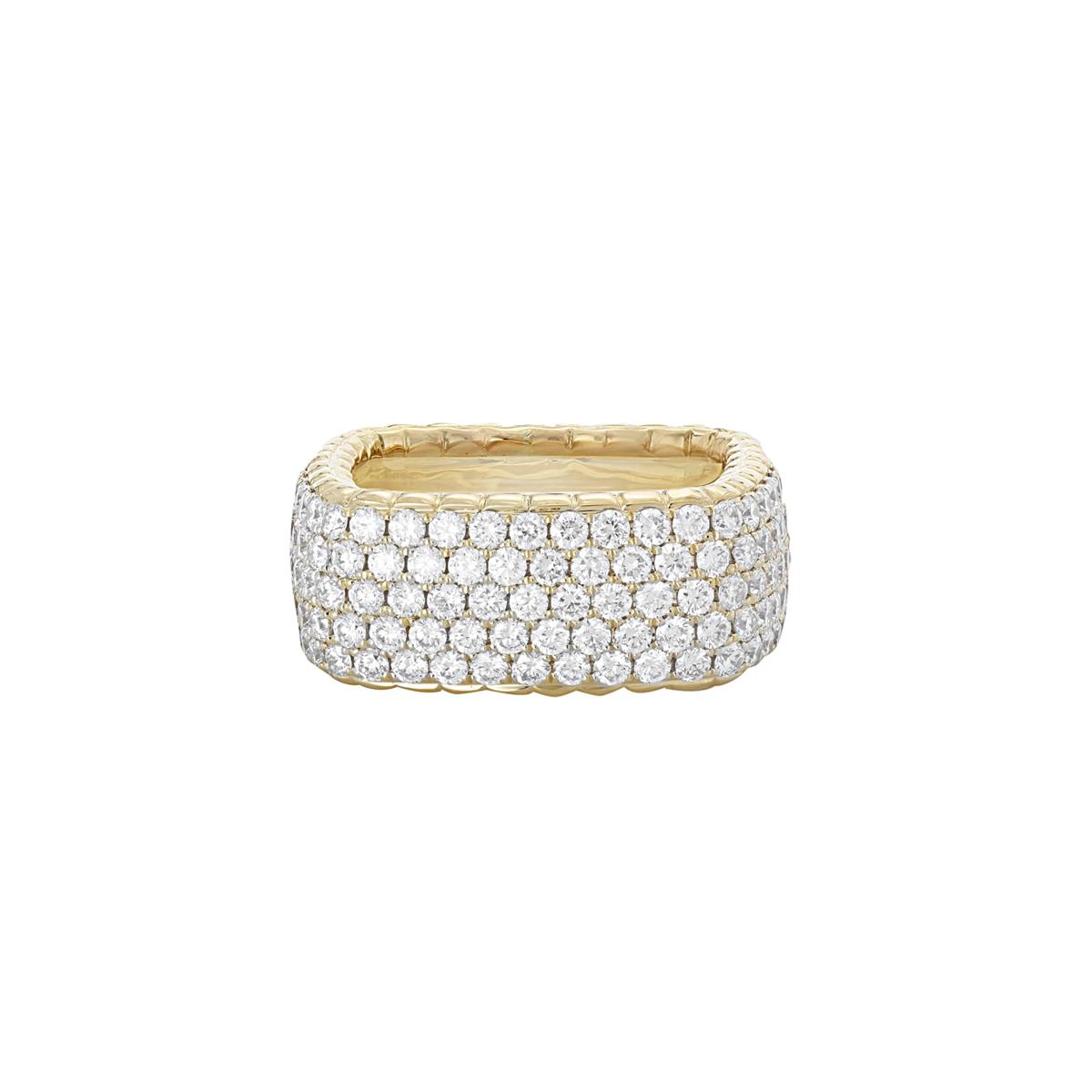 London Collection 14k Gold 5 Row Square Pave Diamond Ring