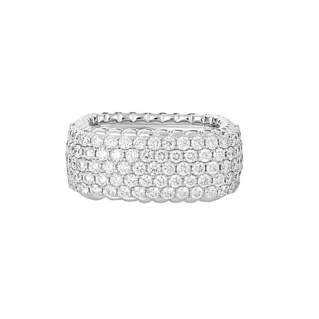 London Collection 14k White Gold 5 Row Diamond Square Ring