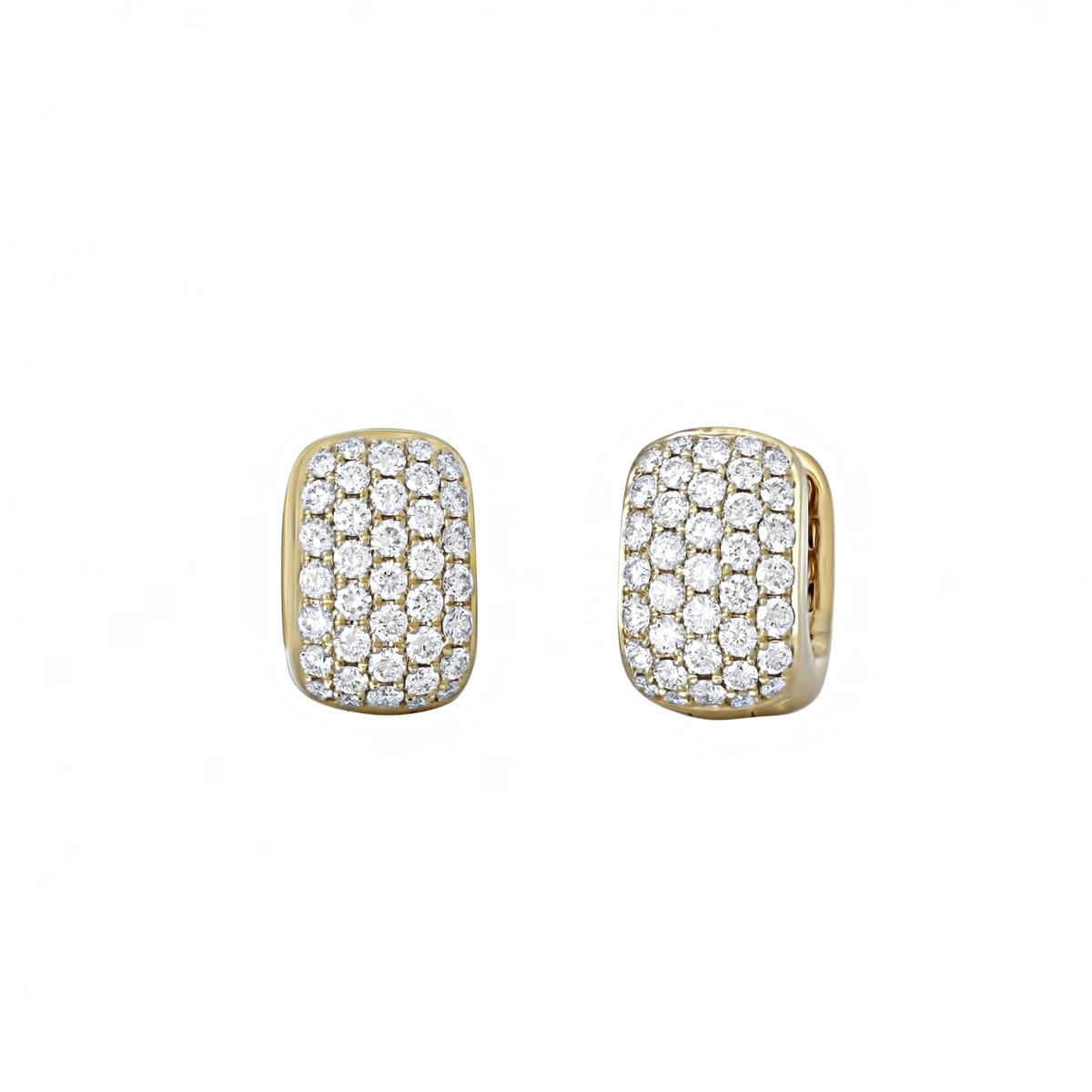 London Collection 14k Gold and Pave Diamond Square Huggie Earrings