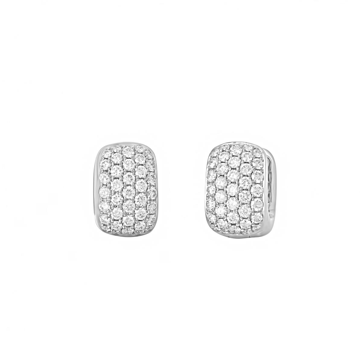 London Collection 14k Gold and Pave Diamond Square Huggie Earrings