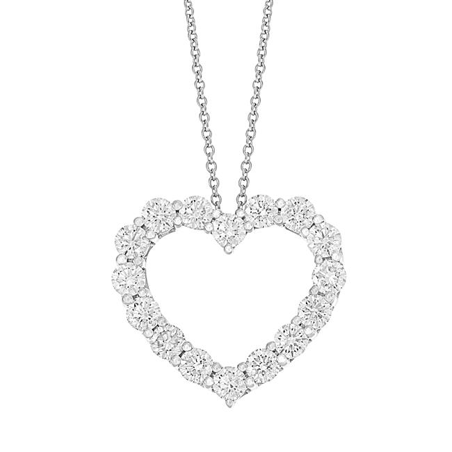 London Collection 14k White Gold Diamond Open Heart Necklace