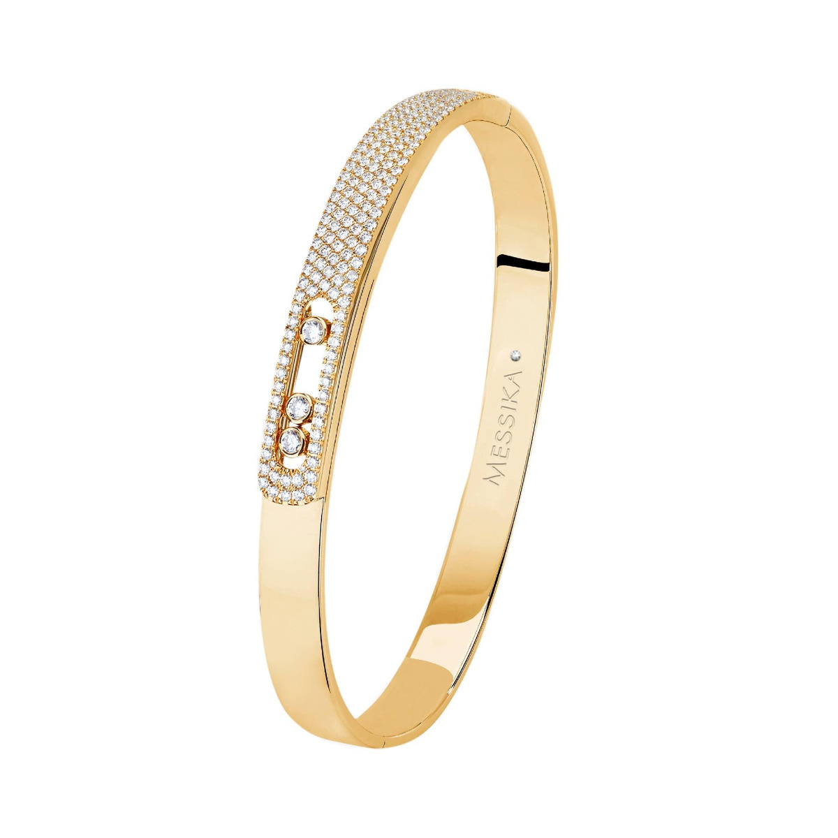 Messika Move Noa 18k Gold Pave Diamond Medium Bangle Bracelet