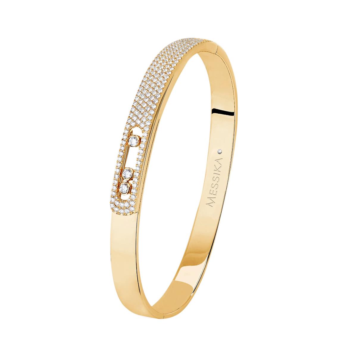 Messika Move Noa 18k Yellow Gold Pave Diamond Bangle Bracelet