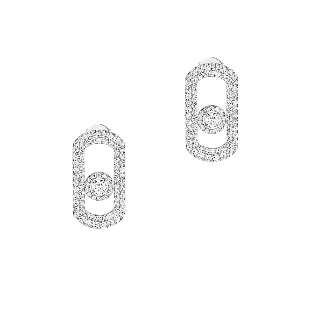 Messika Move Citizen 18k White Gold Pave Diamond Stud Earrings