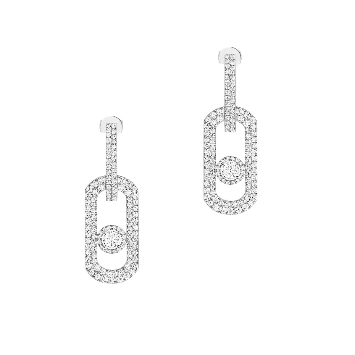 Messika Move Citizen 18k White Gold Pave Diamond XL Drop Earrings 