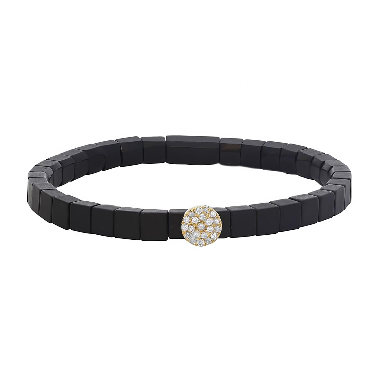 London Collection 18k Yellow Gold Flat Black Ceramic And Diamond Bracelet