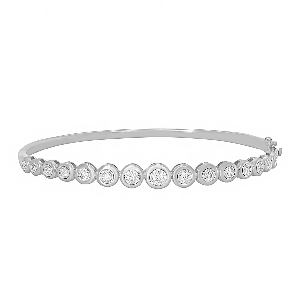 London Collection 14k Gold Diamond Graduated Bezel Set Bangle Bracelet