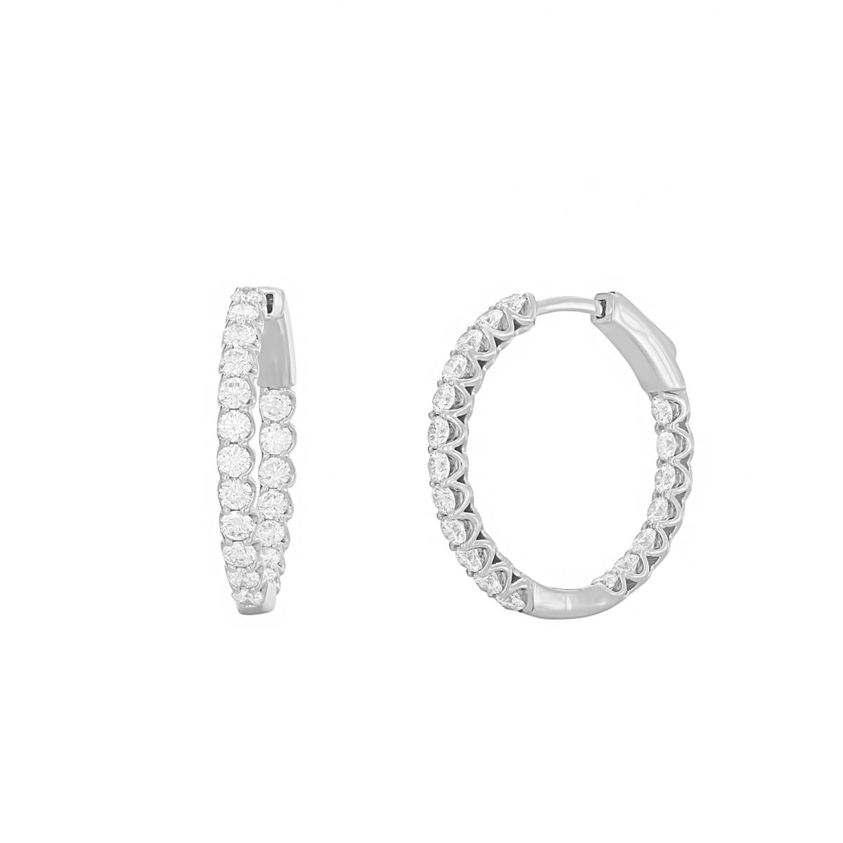 London Collection 14k Gold Inside Out Round Diamond Hoop Earrings