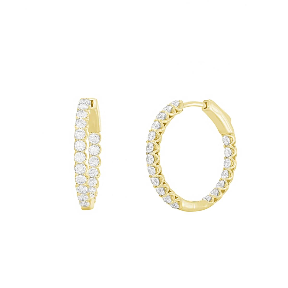 London Collection 14k Gold Inside Out Round Diamond Hoop Earrings