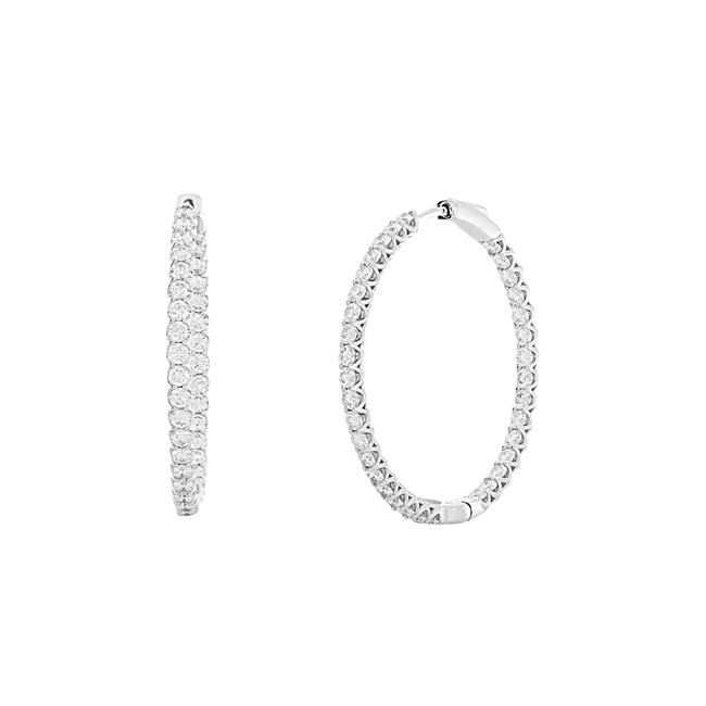 London Collection 14k White Gold Diamond 1.25" Hoop Earrings