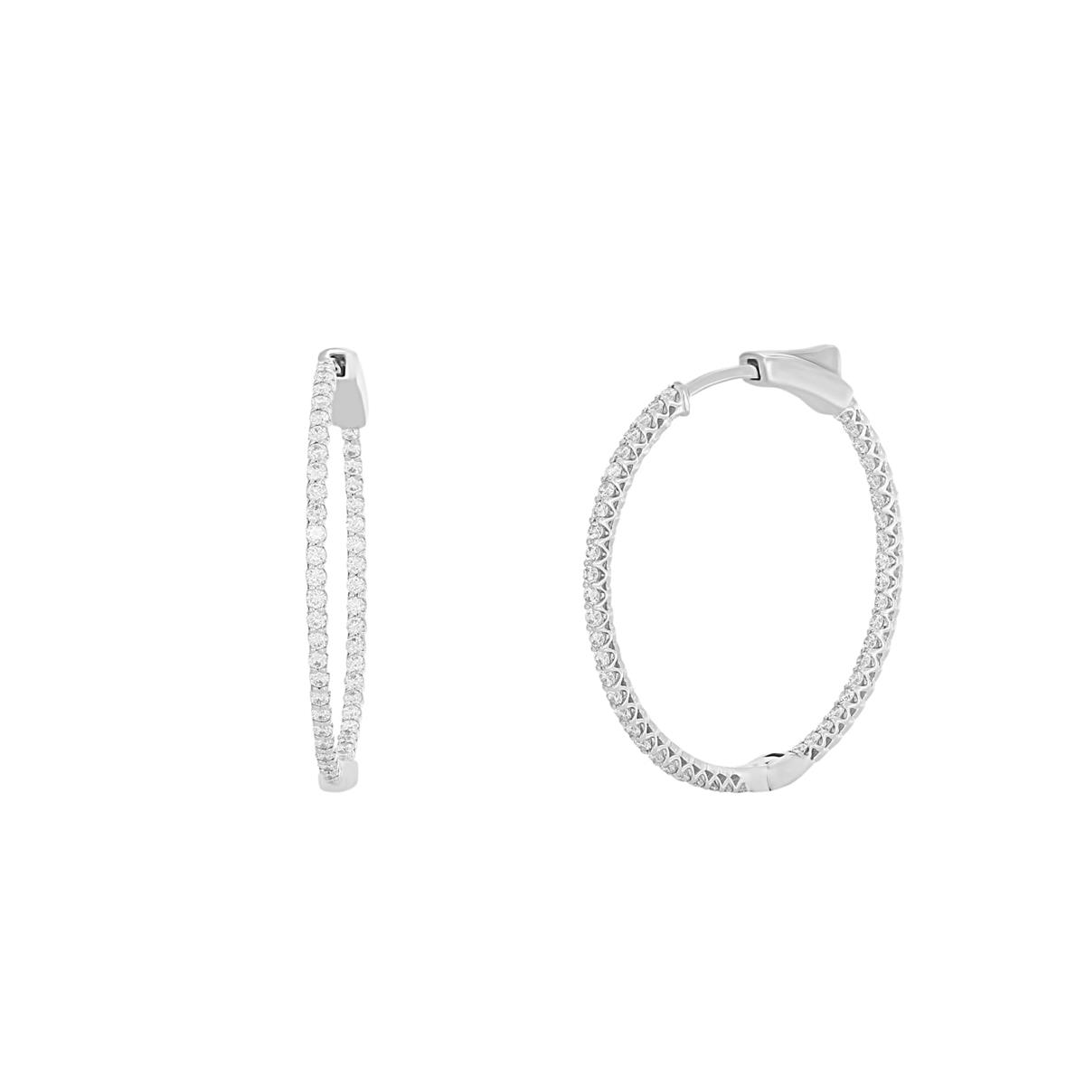 London Collection 14k White Gold Diamond Hoop Earrings 0.85cts