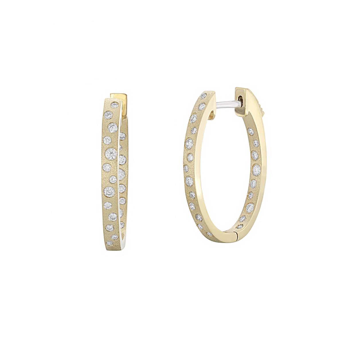 London Collection Confetti 14k Yellow Gold Diamond Hoop Earrings