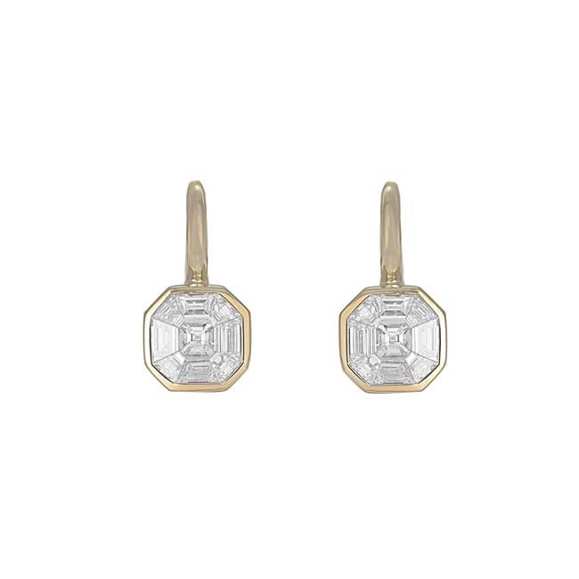London Collection 18k Yellow Gold Diamond Lever Back Earrings