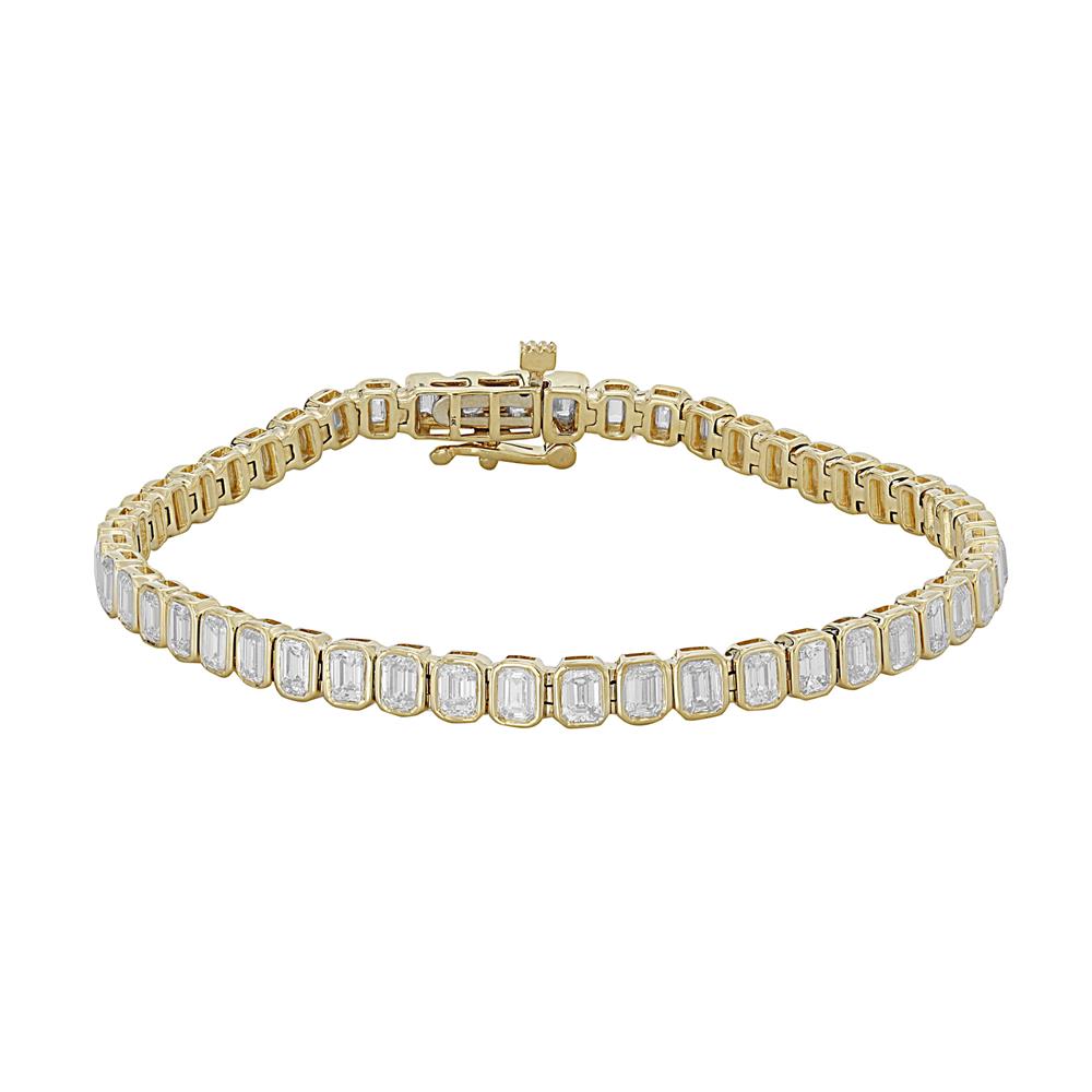 London Collection 14k Bezel Set Emerald Cut Diamond Tennis Bracelet