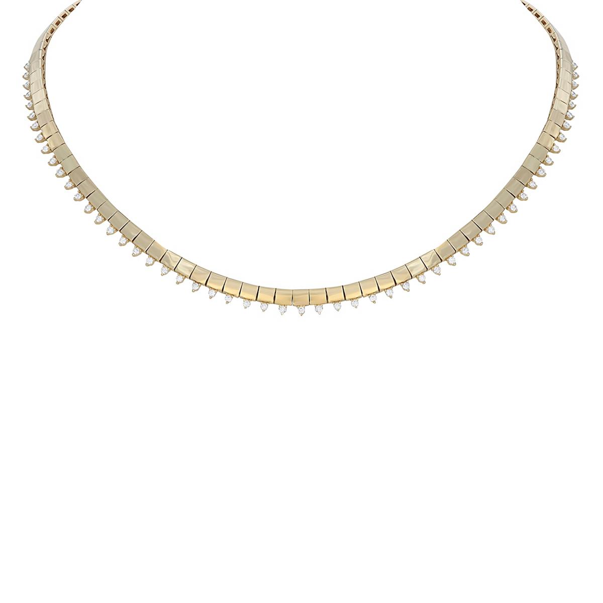 London Collection 14k Yellow Gold Square Link Diamond Necklace