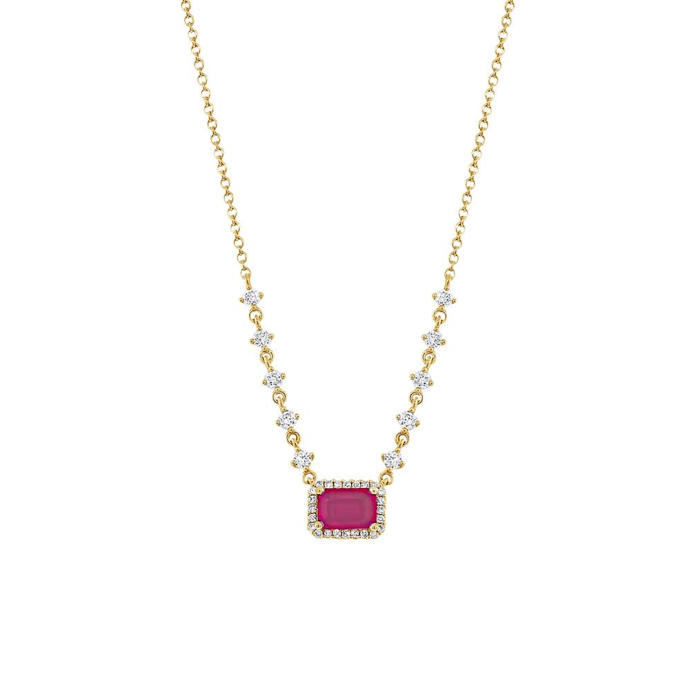 London Collection 14k Diamond and Emerald Cut Gemstone Pendant Necklace