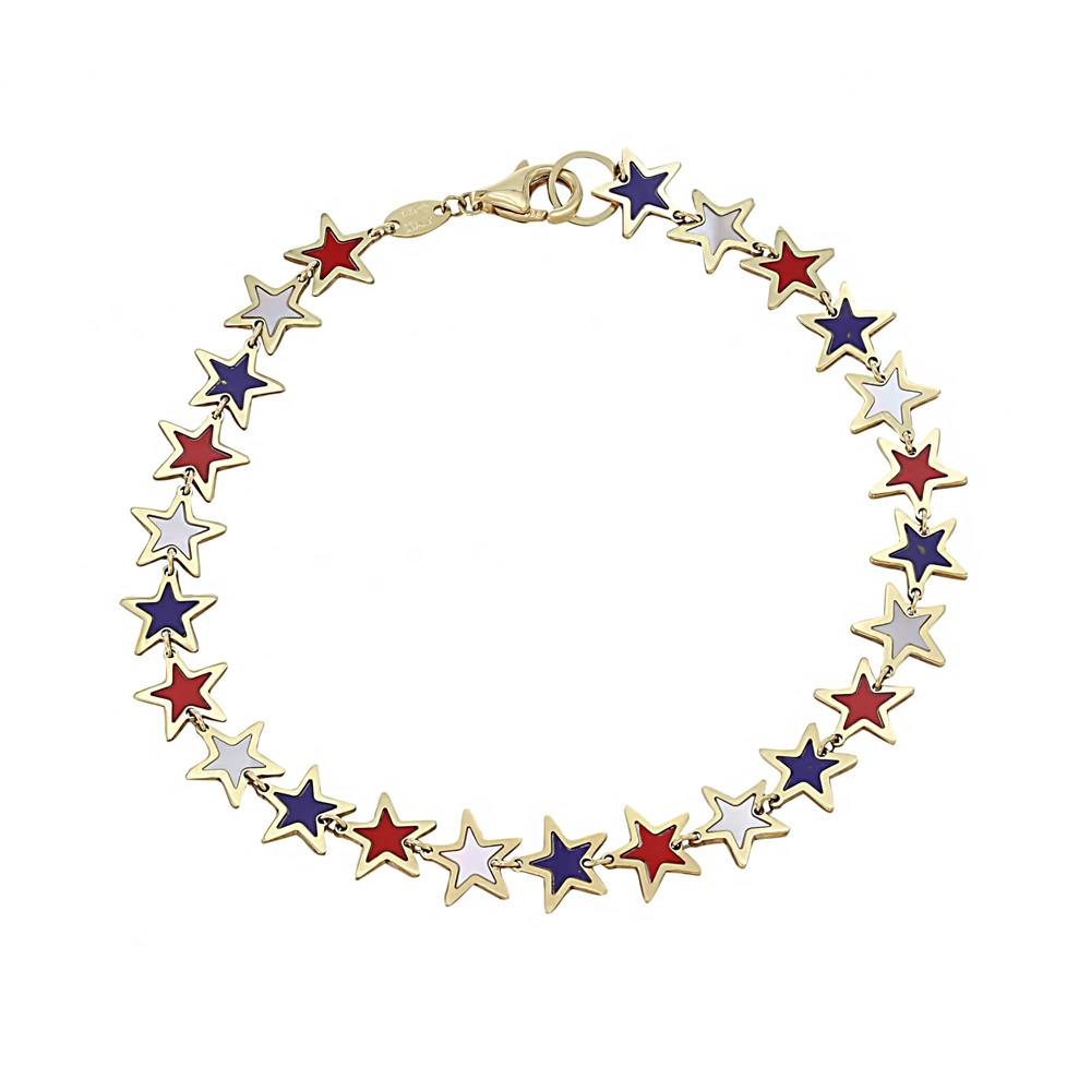 London Collection 14k Red, White and Blue Star Bracelet