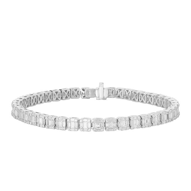 London Collection 18k White Gold Emerald Cut Composite Line Bracelet