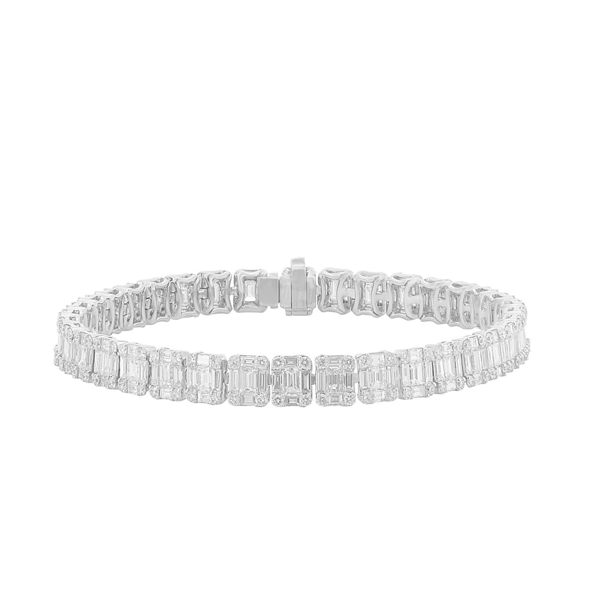 London Collection 18k White Gold Diamond Composite In Line Tennis Bracelet