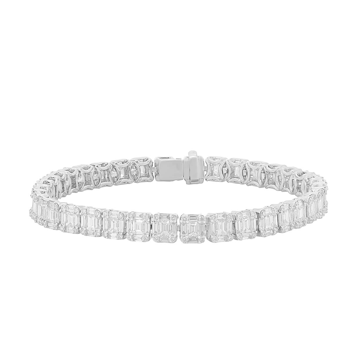 London Collection 18k White Gold Diamond Composite In Line Tennis Bracelet