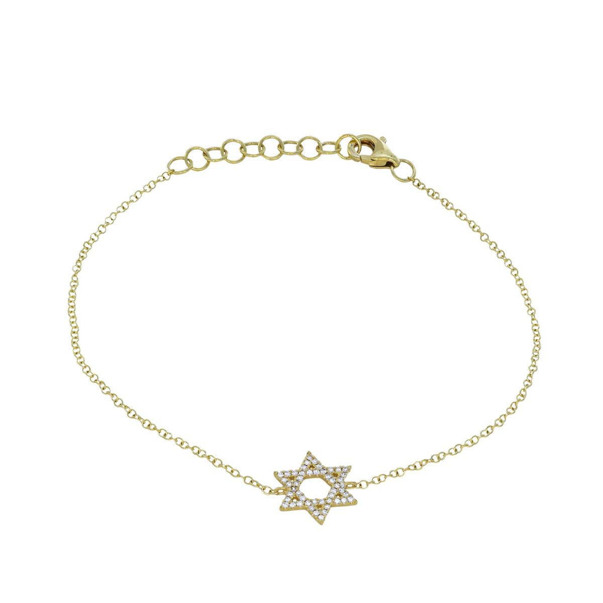 London Collection 14k Gold Pave Diamond Star of David Bracelet