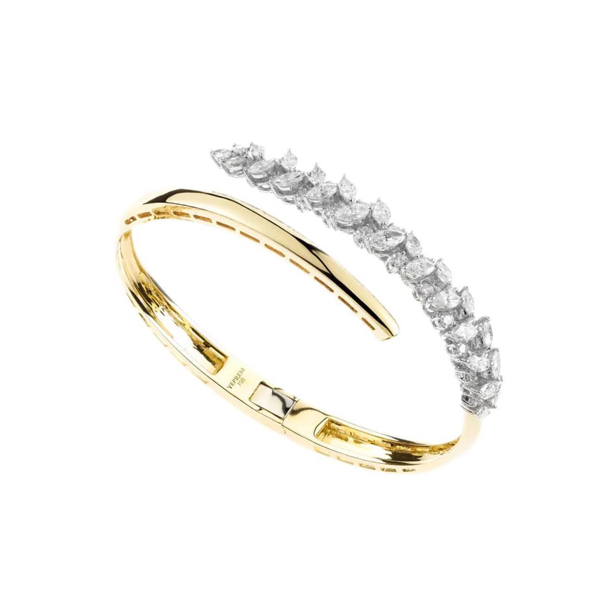 Yeprem Golden Strada 18k Two Tone Diamond Bypass Bracelet 