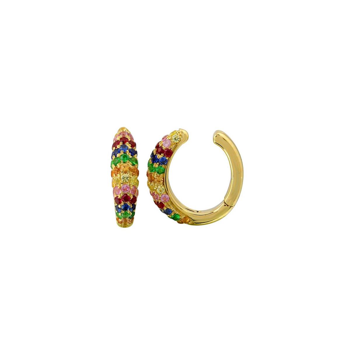 London Collection 14k Yellow Gold Rainbow Gemstone Earcuff