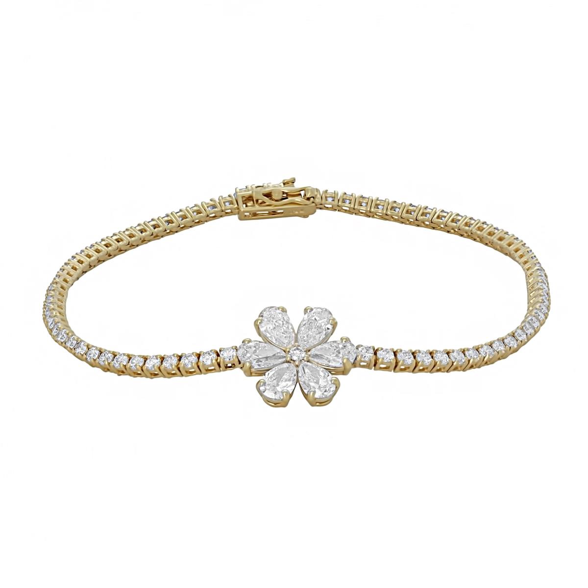 London Collection 18k Gold Mixed Shape Flower Tennis Bracelet