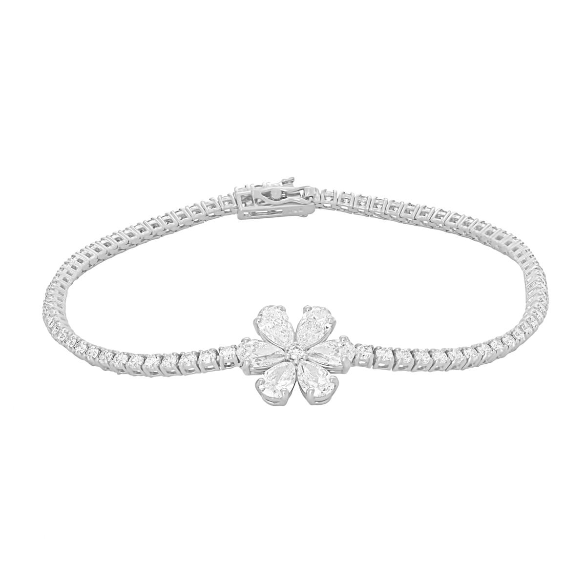 London Collection 18k Gold Mixed Shape Flower Tennis Bracelet