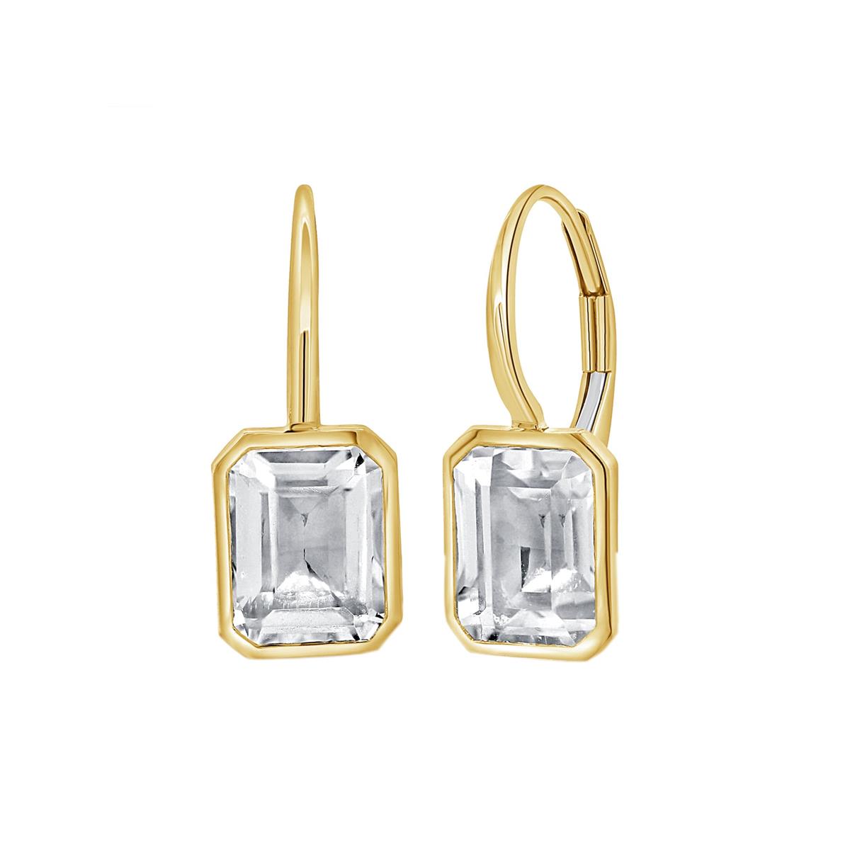 London Collection 14k Yellow Gold Bezel Set Gemstone Drop Earrings