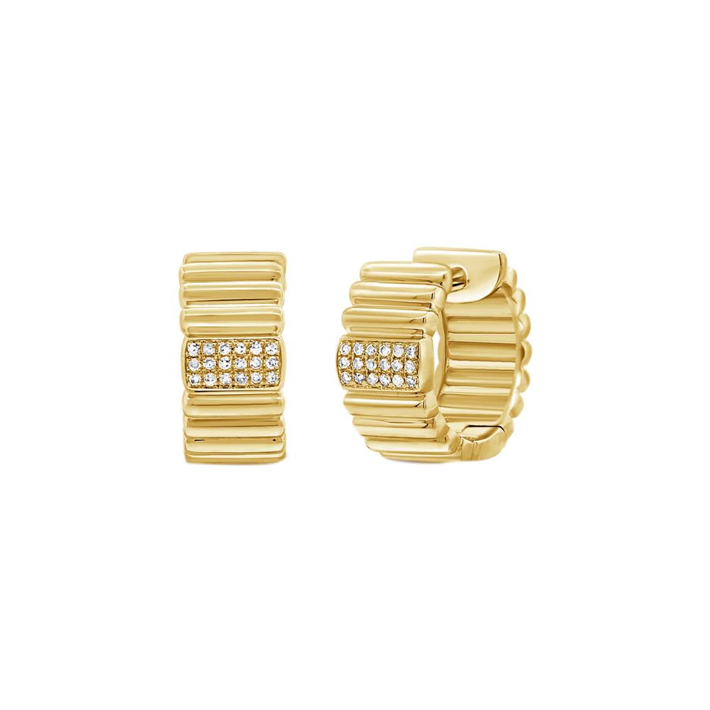 London Collection 14k Pave Diamond Huggie Hoop Earrings