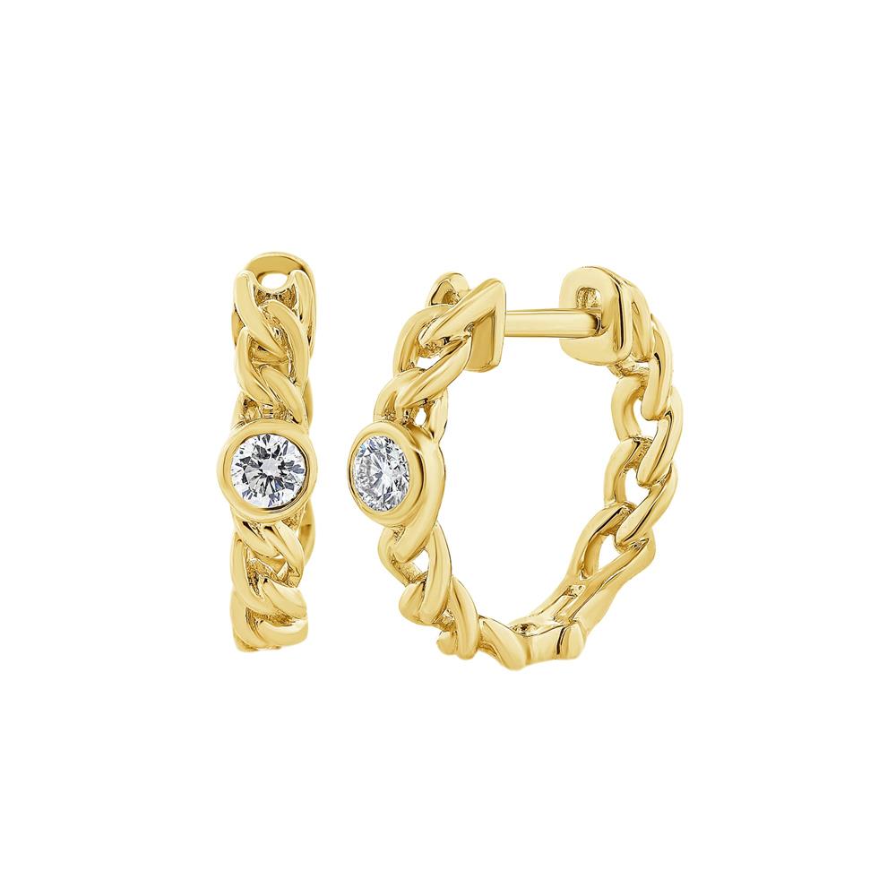 London Collection 14k Chain Diamond Huggie Earrings