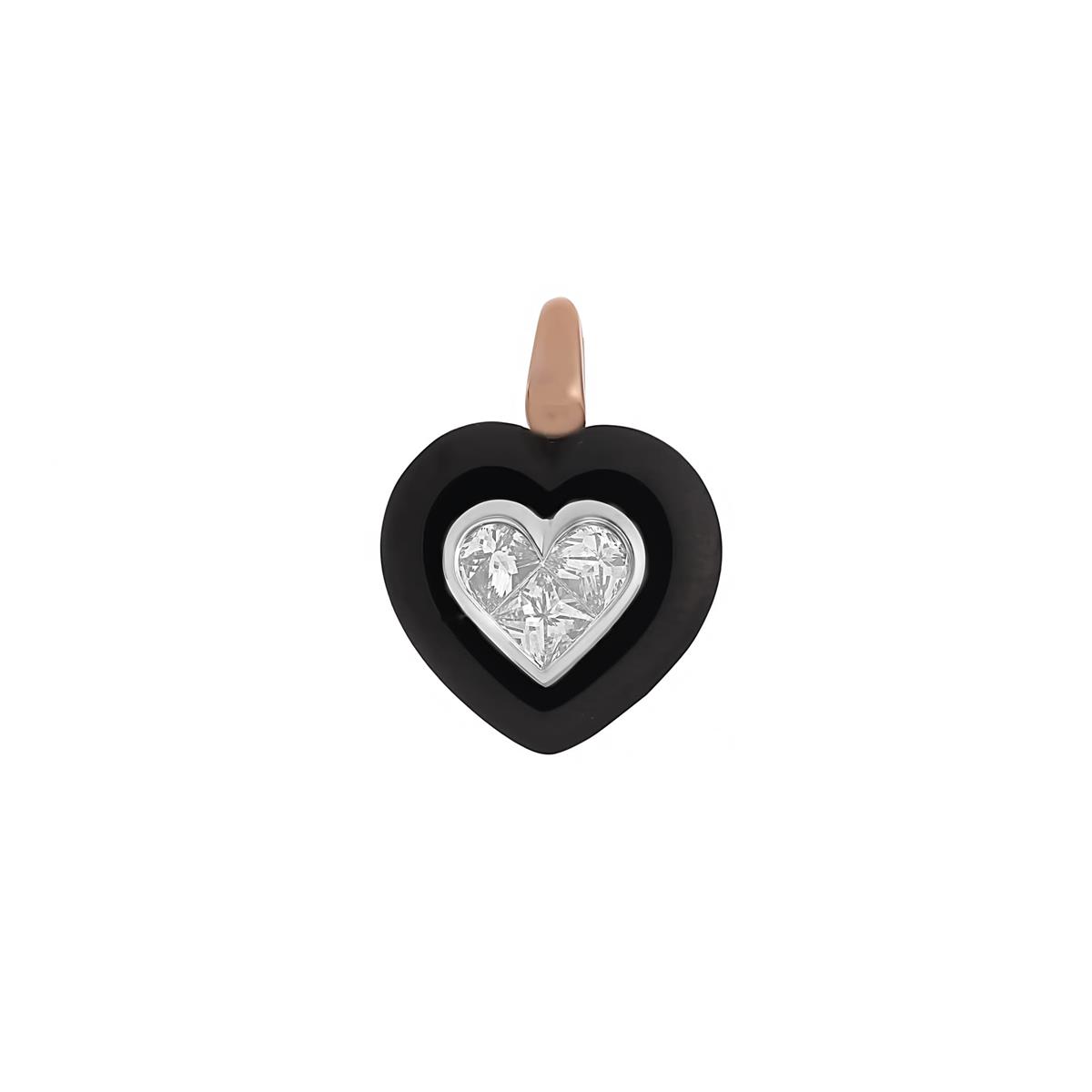 London Collection Two Tone Black Rhodium Mosaic Diamond Heart Pendant