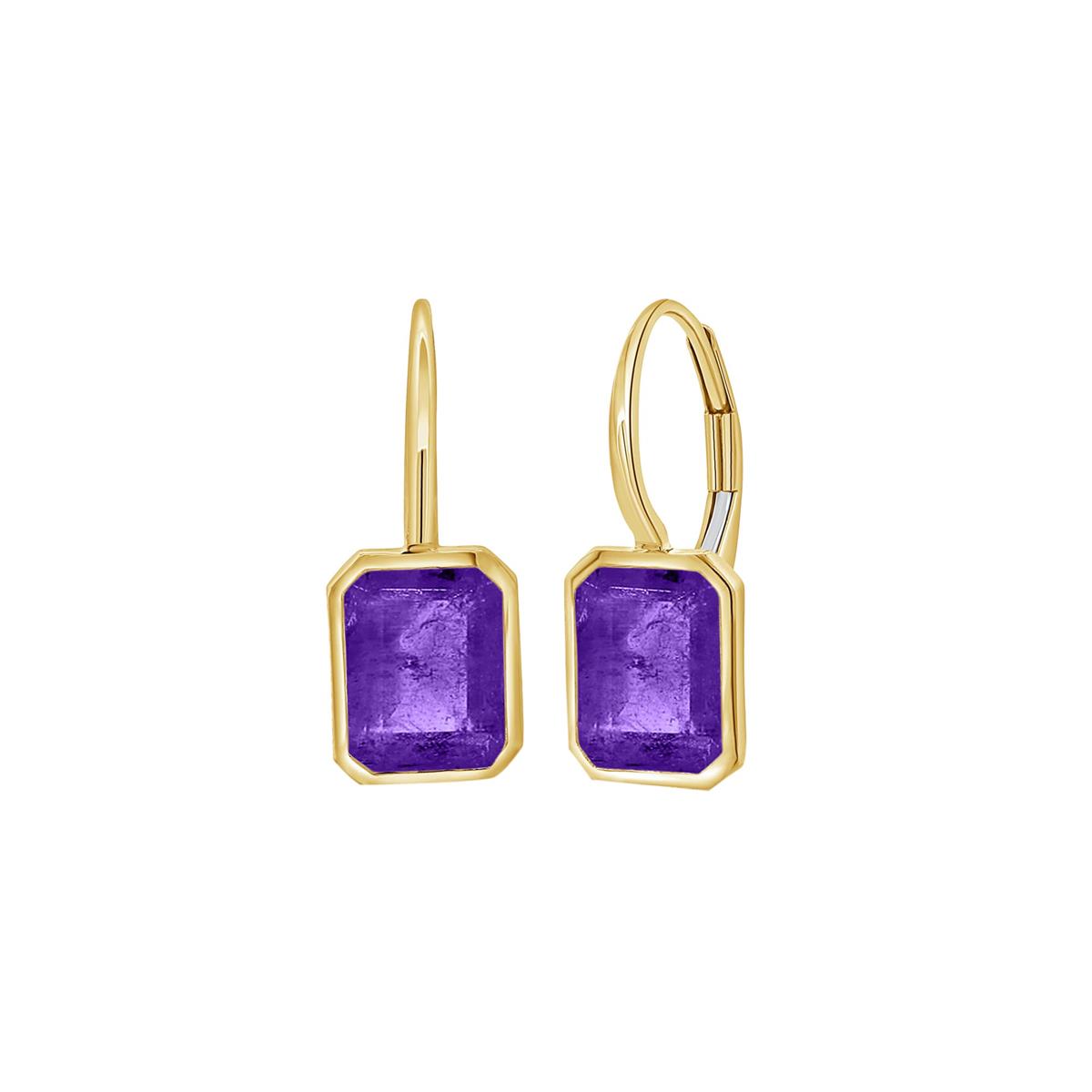 London Collection 14k Yellow Gold Bezel Set Gemstone Drop Earrings