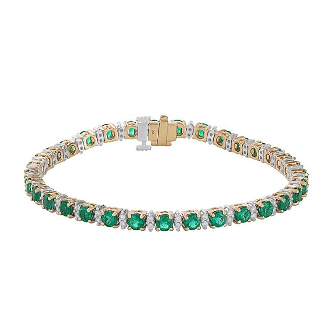London Collection 18k White And Yellow Gold Diamond And Emerald Bracelet