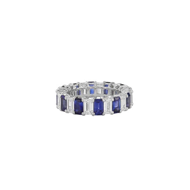 London Collection 18k White Gold Diamond and Sapphire Eternity Band