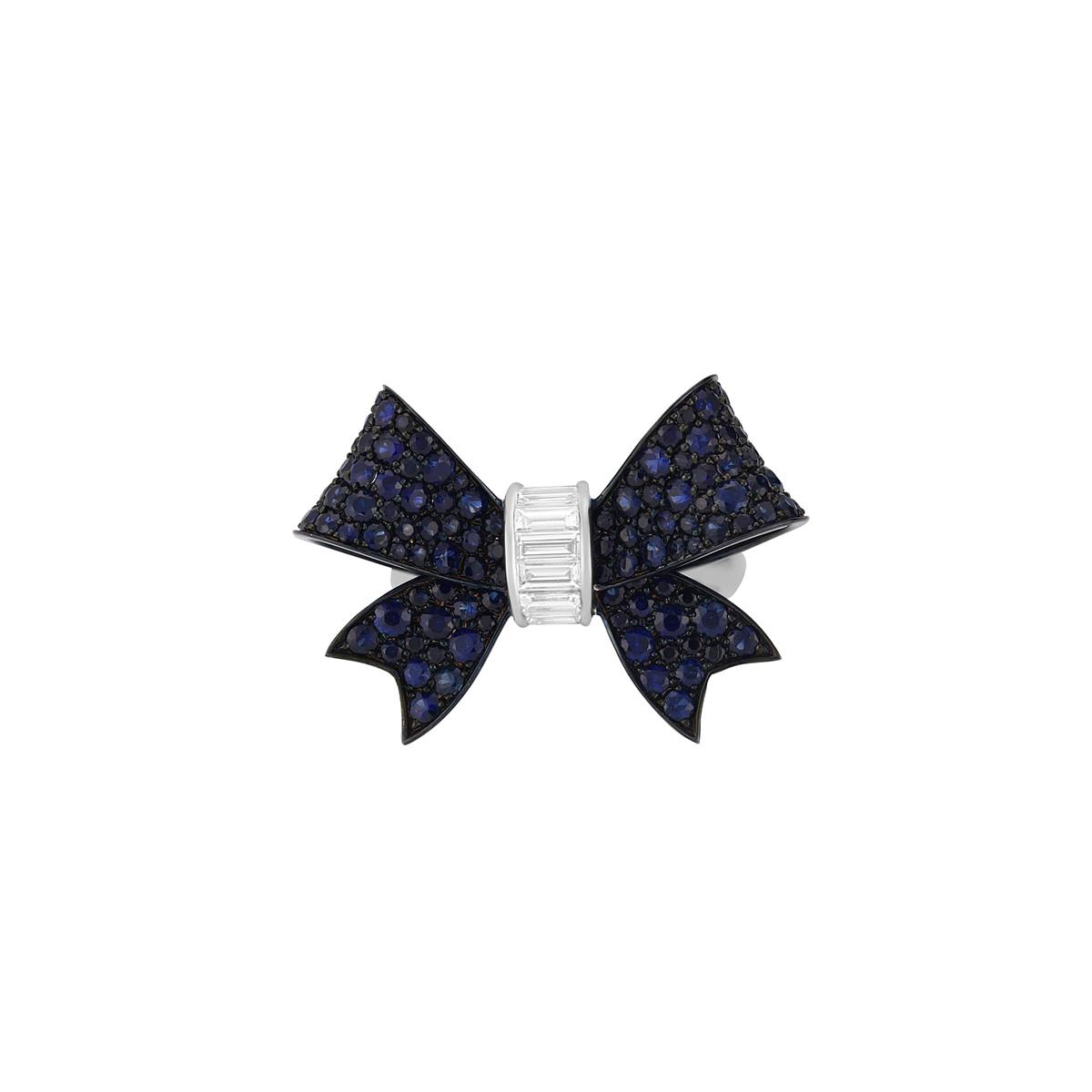 London Collection 18k Diamond and Blue Sapphire Bow Ring