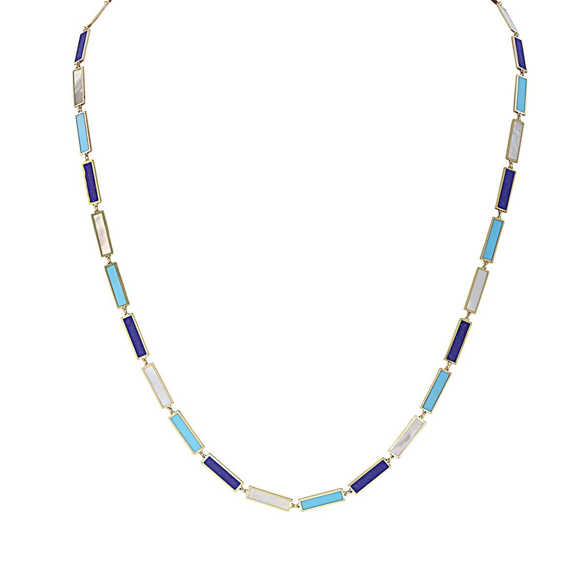 London Collection 14k Large Mixed Bar Necklace